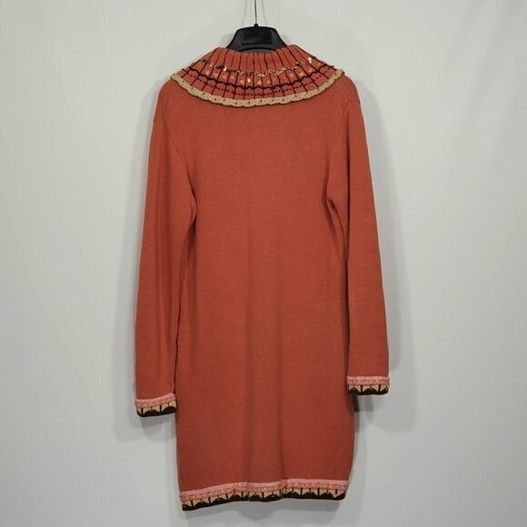 Storybook Knits  Long Orange Cardigan Sweater  Beaded / Sequins / Size S - Picture 7 of 7